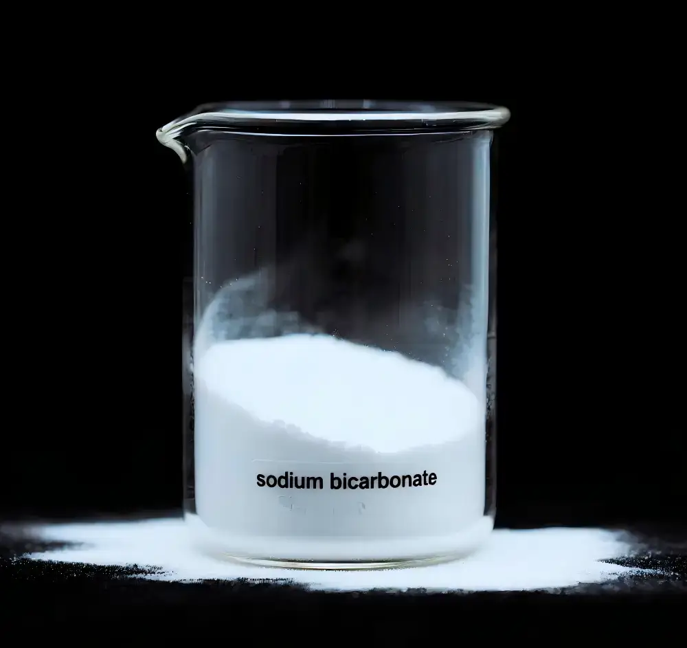 White sodium bicarbonate crystalline powder