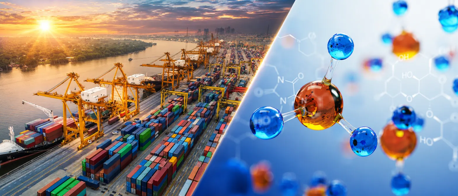 Global chemical supplier logistics and chemistry hero image