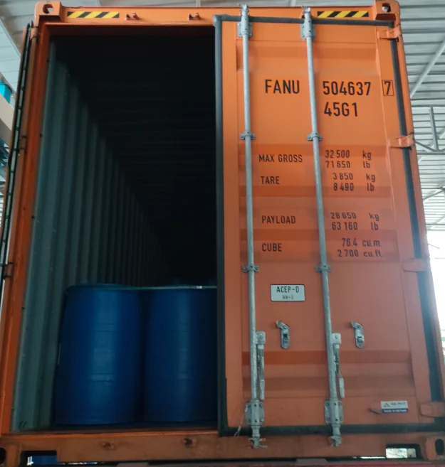 CTAC 30% cetrimonium chloride container shipment with blue drums