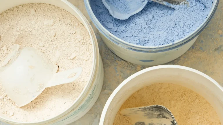 Industrial pigment powders illustrating titanium dioxide and calcium carbonate formulation